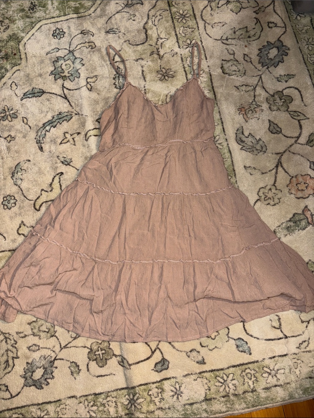 Tiered Spaghetti Strap Mini Dress in Dusty Rose